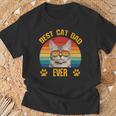 Lustige Katzeatertag Retrointage Papa Best Cat Dad Ever T-Shirt Geschenke für alte Männer