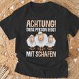 Lustiges Schäfer T-Shirt Achtung, Rede mit Schafen, Schäferhumor Tee Geschenke für alte Männer