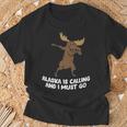 Moose Alaska Is Calling And I Must Go Alaska Moose T-Shirt Gifts for Old Men