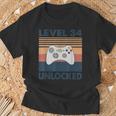 Nivel 34 Desbloqueado – Retrointage 34 Cumpleaños Gamer Gaming Camiseta unisex Regalos para ancianos