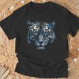 Obra De Arte De Tigre Ojos Azules Arte Animal Tigre Camiseta unisex Regalos para ancianos