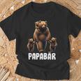 Papa Bärater 3 Kinder Papa Familienatertag T-Shirt Geschenke für alte Männer