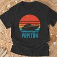 Papitän Motorboot Bootsführerscheinatertag Papa Kapitän T-Shirt Geschenke für alte Männer