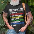 My Perfect Day Video Games Video Gamers T-Shirt Gifts for Old Men