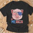 Pig 4Th Of July Merica American Flag Sunglasses T-Shirt Gifts for Old Men