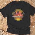 Pink Flamingo Sun Set At Beach Classic For T-Shirt Gifts for Old Men