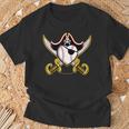 Pirate Baseball Heart Skull Pirate T-Shirt Gifts for Old Men