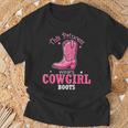 Princess Cowgirl Wears Western Cowboy Boots Farm Girls T-Shirt Gifts for Old Men