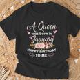 A Queen Was Born In January Happy Birthday To Me Flower T-Shirt Gifts for Old Men