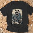 Raccoon And Waves Japanese T-Shirt Gifts for Old Men