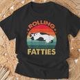 Retro Fat Kitten Cat Rolling Fatties T-Shirt Gifts for Old Men