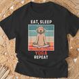 Retro Labrador Dog Eat Sleep Yoga Repeat Vintage Yoga T-Shirt Gifts for Old Men