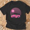 Retro Sonnenuntergang & Sportwagen Grafik T-Shirt, Stilvoller Print Geschenke für alte Männer