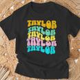 Retro Taylor First Name Girls Name Personalized Groovy T-Shirt Gifts for Old Men