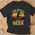 I Run Because I Really Like Beer Vintage Retro T-Shirt Gifts for Old Men