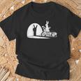 Salut Motard Humour Ombre Chinoise Lapin Main Moto Vintage T-Shirt Cadeaux pour les vieillards