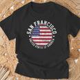 San Francisco USA-Flaggen-Design Schwarz T-Shirt, Städteliebe Mode Geschenke für alte Männer