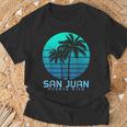 San Juan Puerto Rico Vintage Palm Trees Beach Souvenir Pride T-Shirt Gifts for Old Men