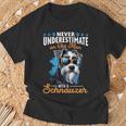 Schnauzer Dog Breed Pet Never Underestimate A Old Man T-Shirt Gifts for Old Men