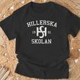 Schwarzes Hillerska Skolan 1901 T-Shirt, Historisches Design Tee Geschenke für alte Männer