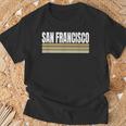 Sf Vintage Striped San Francisco Red Maroon San Francisco Ca T-Shirt Gifts for Old Men