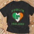 Shamrock Clover In Dublin Ireland Flag In Heart Shaped T-Shirt Gifts for Old Men