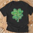Shamrock Sequins Effect Clover Happy St Patrick's Day Womens T-Shirt Gifts for Old Men