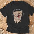 Silly Cat With Headphones T-Shirt Gifts for Old Men