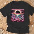 Solar Eclipse 2024 Retro Flamingos Flockin' To The Eclipse T-Shirt Gifts for Old Men