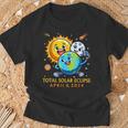 Solar Eclipse April 8 2024 Cute Earth Sun Moon Selfie Space T-Shirt Gifts for Old Men