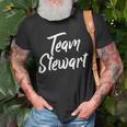Team Stewart Last Name Of Stewart Family Brush Style T-Shirt Gifts for Old Men