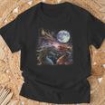 Three Dragon Starry Night Dragon Animal Howling At The Moon T-Shirt Gifts for Old Men