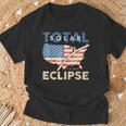 Total Solar Eclipse 04 08 2024 Path Of Totality Map Usa Flag T-Shirt Gifts for Old Men