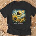 Total Solar Eclipse 2024 Sunflowers Painting Van Gogh T-Shirt Gifts for Old Men