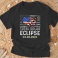 Total Solar Eclipse 2024 Eclipse Usa American Patriotic Flag T-Shirt Gifts for Old Men