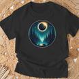 Total Solar Eclipse Apirl 08 2024 With Wolf Graphic T-Shirt Gifts for Old Men