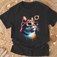 Total Solar Eclipse Cat 2024 Colorful With Eclipse Glasses T-Shirt Gifts for Old Men