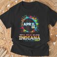 Total Solar Eclipse Indiana 2024 Colorful Totality T-Shirt Gifts for Old Men