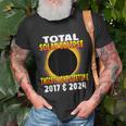 Total Solar Eclipse Twice In One Lifetime 2017 & 2024 Cosmic T-Shirt Gifts for Old Men