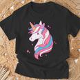 Trans Pride Einhorn Lgbt-Trans-Alliierter Black T-Shirt Geschenke für alte Männer