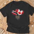 Trinidadian Canadian Flags Inside Hearts With Roots T-Shirt Gifts for Old Men