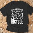 Never Underestimate An Old Guy On A Bicycle Grandpa T-Shirt Gifts for Old Men