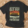 Never Underestimate An Old Guy With A Pontoon Boat Captain T-Shirt Gifts for Old Men