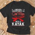 Never Underestimate An Old Man With A Kayak Kayaking T-Shirt Gifts for Old Men
