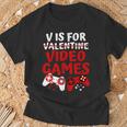 V Is For Video Games Valentines Day Gamer Boy Men T-Shirt Gifts for Old Men