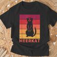 Vintage Meerkat Sunset Zoo Animal Silhouette Meerkat Lovers T-Shirt Gifts for Old Men