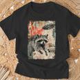 Vintage Raccoon Ufo Alien Animal Raccoon T-Shirt Geschenke für alte Männer