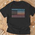 Vintage Sunset American Flag Hendersonville North Carolina T-Shirt Gifts for Old Men