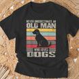 Vintage Never Underestimate An Old Man Who Loves Dogs Cute T-Shirt Gifts for Old Men
