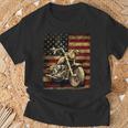 Vintage Usa Flag Motorcycle Retro Biker Mens T-Shirt Gifts for Old Men